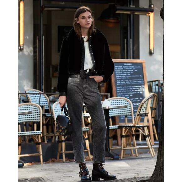 Sandro Fauny Faux Leather Leather Jacket Black - Picture 4 of 12